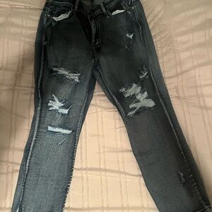 Judy Blue Dark Wash Boyfriend Jeans with Distressed Details